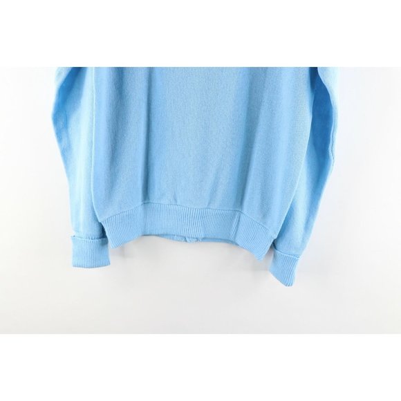 Vtg 70s Rockabilly Mens M Kurt Cobain Knit Cardigan Sweater Carolina Blue USA - Picture 7 of 7